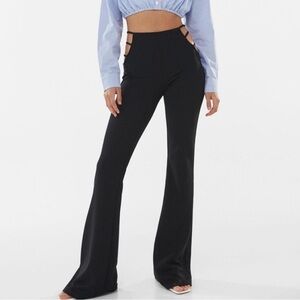 Bershka Black Flare Pants with Side Cutouts